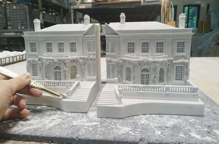 Purchase Heywood House Cobham International School, Mirrored Pair of Bookends, handmade in plaster by Timothy Richards.