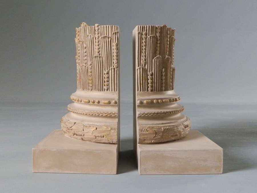 Purchase The Palm Room Pillars, Spencer House England, Mirrored Pair of Bookends, handmade in plaster by Timothy Richards.