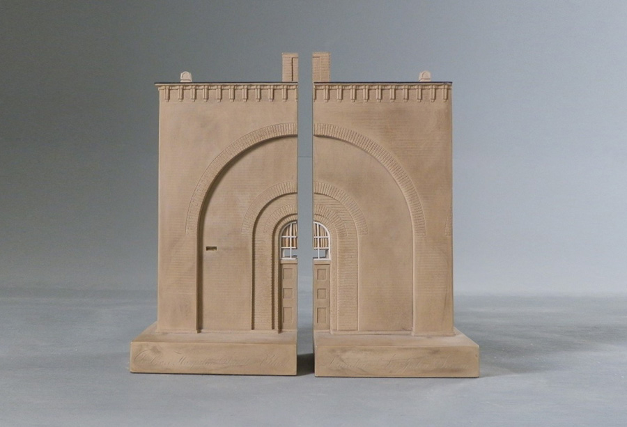 Purchase The Sir John Soane Stable Block Doorway London, England, Mirrored Pair of Bookends, handmade in plaster by Timothy Richards.