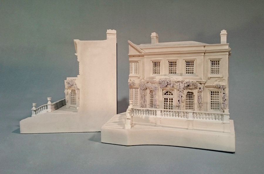 Purchase Heywood House Cobham International School, Mirrored Pair of Bookends, handmade in plaster by Timothy Richards.