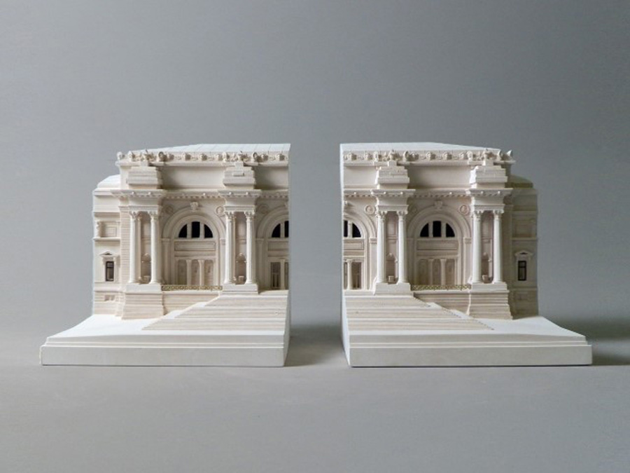 Purchase The Metropolitan Museum of Art New York, Mirrored Pair of Bookends, handmade in plaster by Timothy Richards.