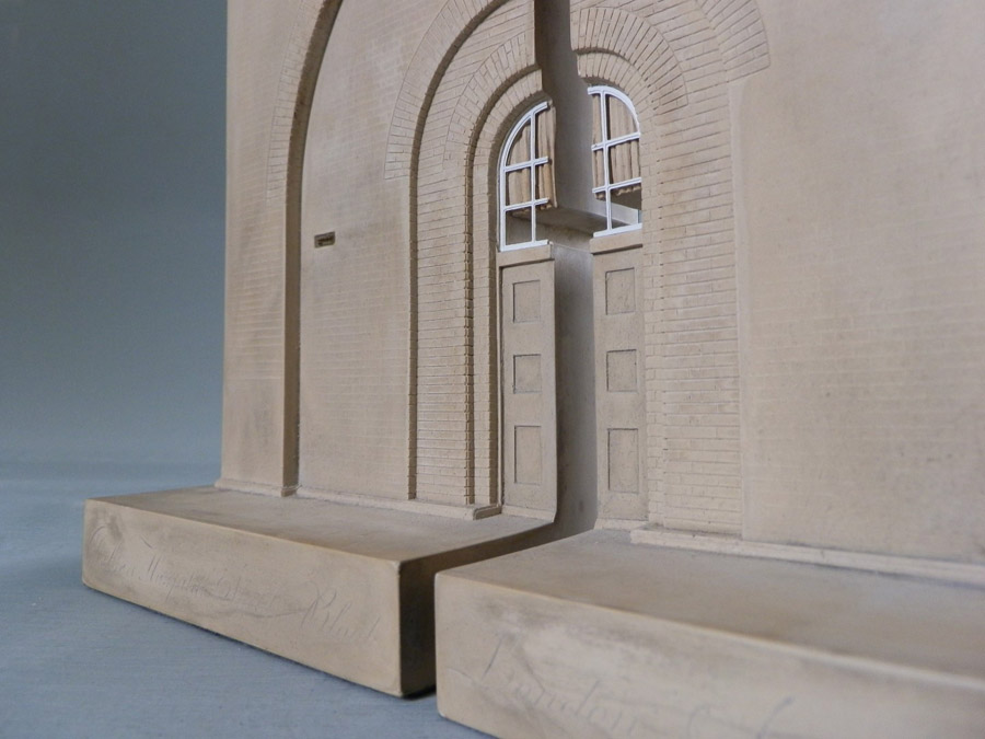 Purchase The Sir John Soane Stable Block Doorway London, England, Mirrored Pair of Bookends, handmade in plaster by Timothy Richards.