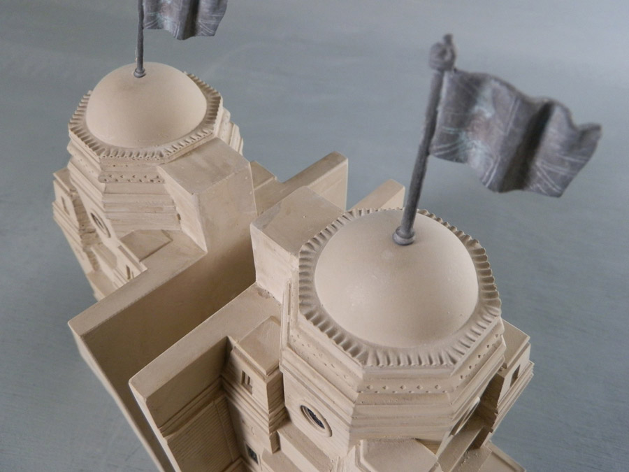 Purchase, Twin Towers Wembley Bookends (small), London, handmade in plaster by Timothy Richards.